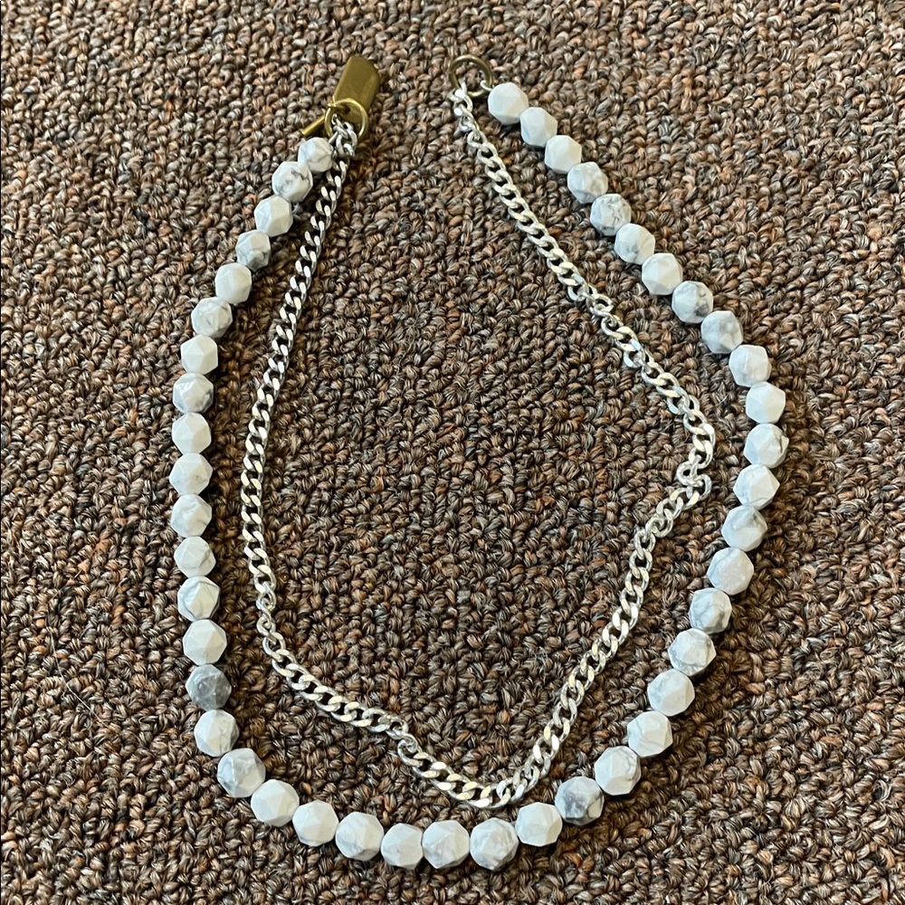 YOHJI YAMAMOTO NECKLACE multi media silver white stone
